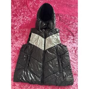 Calvin Klein Performance Puffer Vest Black Silver Chevron Quilted Women's XL